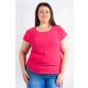 Anyagában mintás, egyszínű, női póló (plus size) (pink) – lengyel termék