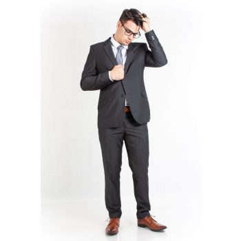 Sötétszürke/fekete öltöny (slim fit) – magyar termék