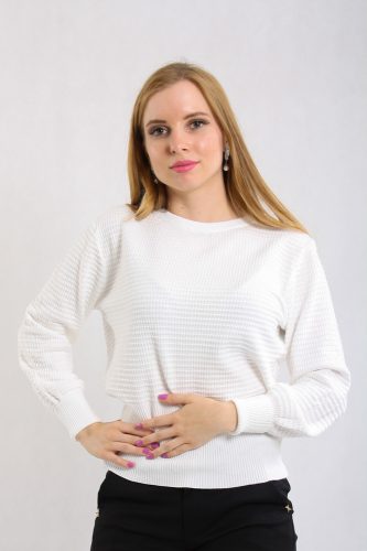 Szűkített derekú pulóver fehér