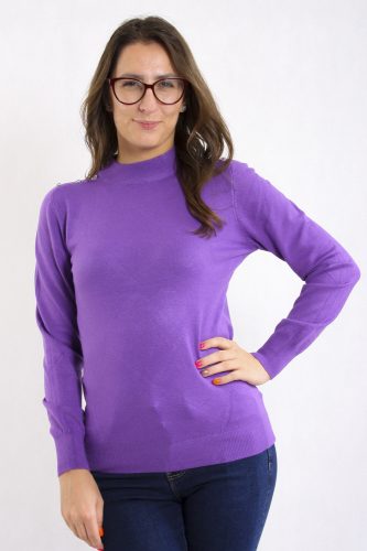 Díszgombos pulóver lila