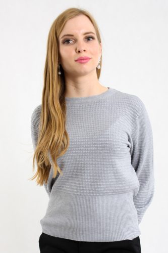 Szűkített derekú pulóver szürke