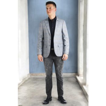 Kockás sportzakó (sötétkék/fehér)