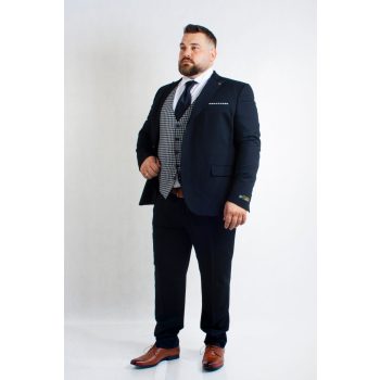   Plus size öltöny szett, kifordítható mellénnyel (sötétkék)