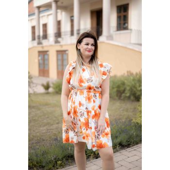 Virágmintás miniruha naracs fehér