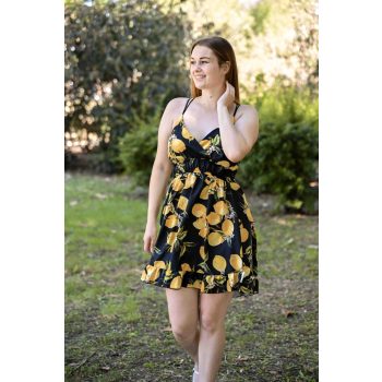 keresztpántos mellbetétes miniruha fekete virágos