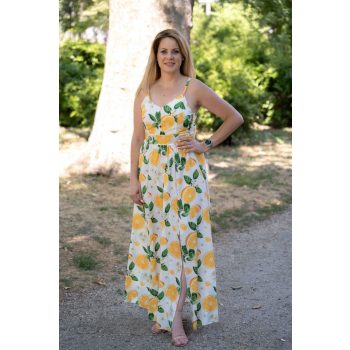 Nyitott hátú narancsos maxiruha 