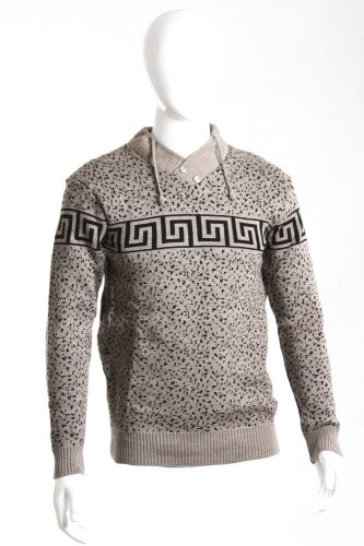 Férfi mintás pulóver (mogyoróbarna-fekete)