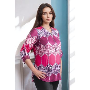 Női zippzáras felső lila mintás