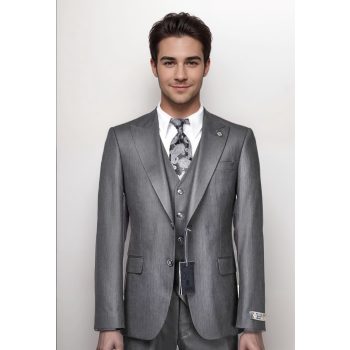 3 részes öltöny szett szürke slim fazon 