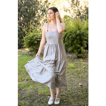 vékonypántos fagyöngyös ruha v.szürke