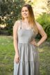 vékonypántos fagyöngyös ruha v.szürke