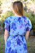 alul  plisszérozott virágos fodros ujjú ruha  kék