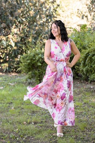 hosszú ujjatlan kötős virágos ruha  lila