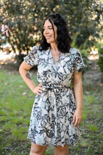 rövid virágos ruha zöld fekete