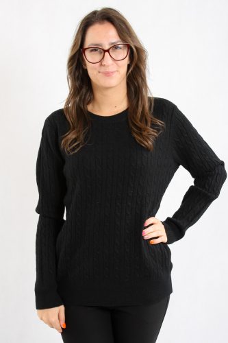 Kötöttmintás pulóver fekete