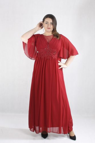 Díszes, hosszú, női alkalmi ruha (piros)