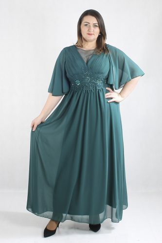 Díszes, hosszú, női alkalmi ruha (zöld)