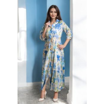 Virágmintás ruha kék