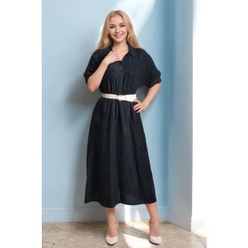 Hosszú ruha övvel fekete