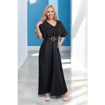 Hosszú ruha övvel fekete