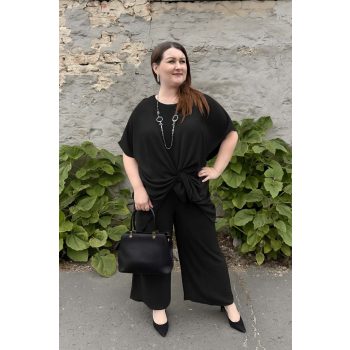 Bőszárú nadrág és tunika együttes fekete