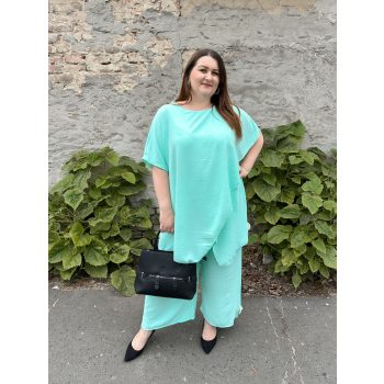 Bőszárú nadrág és tunika együttes almazöld