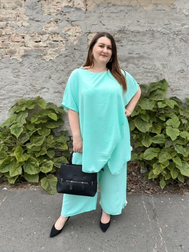 Bőszárú nadrág és tunika együttes almazöld