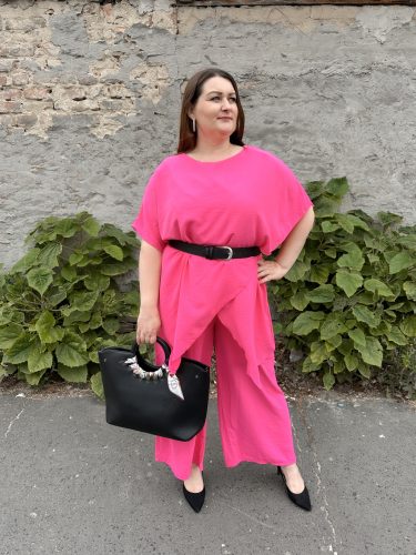 Bőszárú nadrág és tunika együttes pink