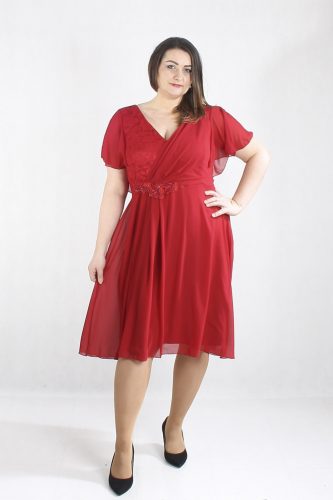 Aszimmetrikus szabású, alkalmi női ruha (piros)