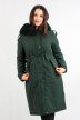 Női télikabát szőrmegallérral sötétzöld