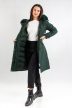 Női télikabát szőrmegallérral sötétzöld