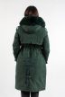 Női télikabát szőrmegallérral sötétzöld