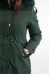 Női télikabát szőrmegallérral sötétzöld