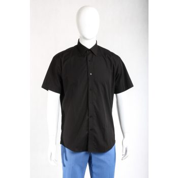 Slim fit férfi ing, rövid ujjú (fekete színű)