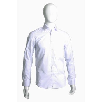   Slim szabású, hosszú ujjú, basic férfi ing, fehér (elasztikus)