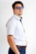 Rövid ujjú, slim fit, férfi ing (fehér, szürke mintás)