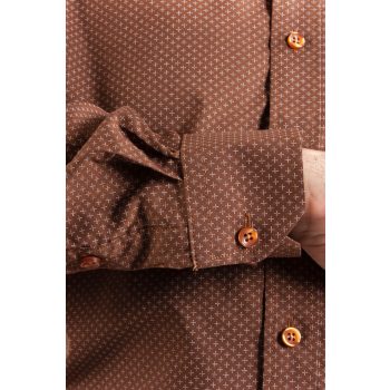 Hosszú ujjú, slim fit, férfi ing (barna, mintás)