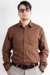 Hosszú ujjú, slim fit, férfi ing (barna, mintás)