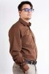 Hosszú ujjú, slim fit, férfi ing (barna, mintás)
