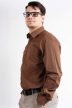 Hosszú ujjú, slim fit, férfi ing (barna, mintás)