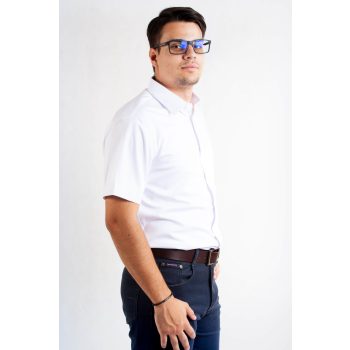 Rövid ujjú, slim fit, férfi ing (fehér)