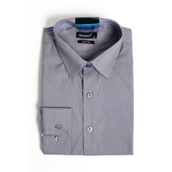 szürke, fehér pöttyös ing slim fazon