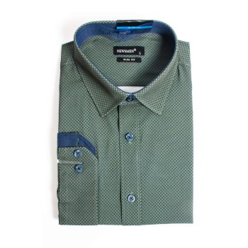 zöld fekete  körmintás ing slim fazon