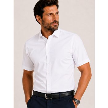 Slim fit férfi ing, rövid ujjú (fehér színű)