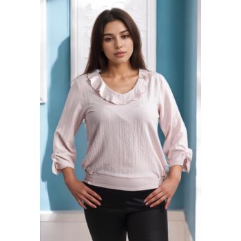 Fodros nyakú felső rózsaszín