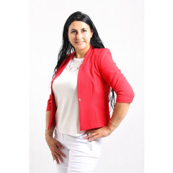 Csatos piros blézer – lengyel termék