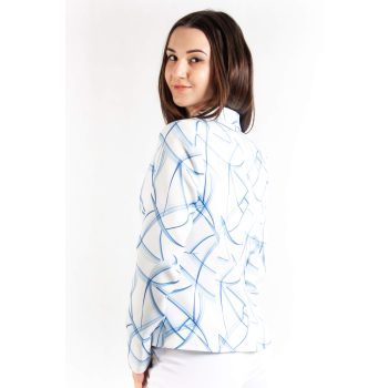   Karcsúsított blézer (fehér, kék mintával) – magyar termék
