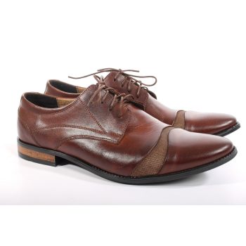   Férfi alkalmi cipő – valódi bőr (díszbetétes, barna) – lengyel termék