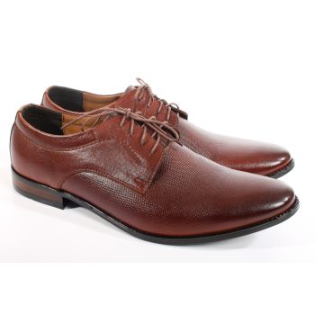   Férfi alkalmi cipő – valódi bőr (barna, texturált) – lengyel termék