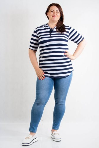 Női tengerész felső, kapucnival (plus size) – lengyel termék